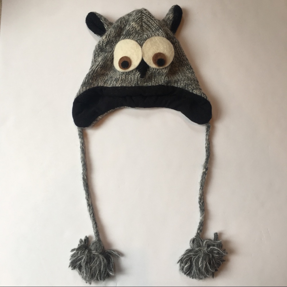 Kids 100% Wool Owl Hat - Picture 1 of 6